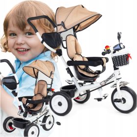    BE-ACTIVE.PL bicicletta a tre ruote Bicicletta a tre ruote per bambini 3in1 girevole Beige, Nero