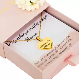    Catena d'oro per mamma - cuore con incisione "Ti amo mamma", acciaio inossidabile