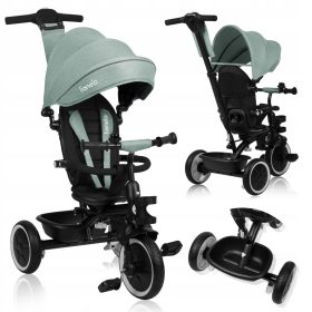    GIRO PER BAMBINI A TRE RUOTE GIREVOLE A 360° SPINTORE 2 IN 1 LIONELO BERRY
