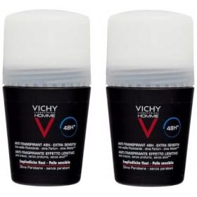   VICHY HOMME Antitraspirante 48H Roll-On, Senza Aloni Sui Vestiti, 50ml - Doppio Pack