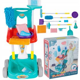    Set pulizia per bambini, carrello grande con ruote, accessori