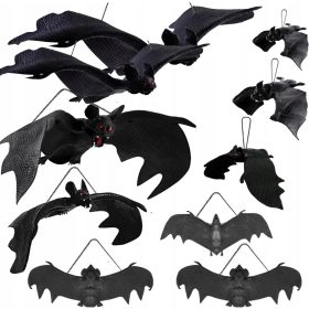    DECORAZIONE REALISTICA PIPISTRELLI IN GOMMA 10 PZ HALLOWEEN VARIE MISURE