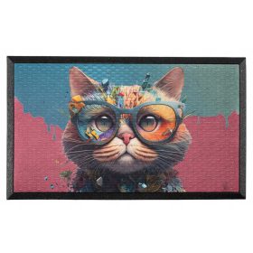  ZERBINO DECORATIVO IN GOMMA PER INGRESSO CON GATTO 45x75CM