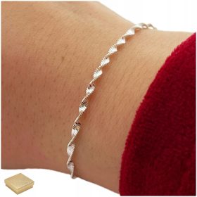    BELLISSIMO BRACCIALE DA DONNA IN ARGENTO 925 SINGAPORE 19 CM PER DONNA + OMAGGIO