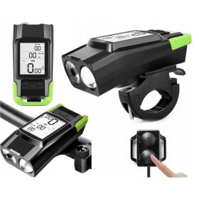    Potente lampada frontale per bicicletta a LED, USB frontale, luce intensa, contatore, campanello