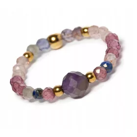    Anello Flessibile Talismano Pietre Naturali Ametista Granato M