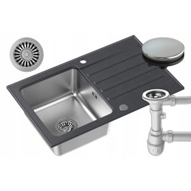  Lavello myQ calcutta a una vasca, acciaio nero