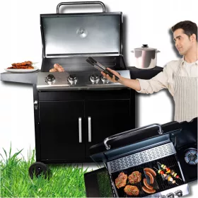    MASTER BBQ Grill a gas 5 bruciatori 4+1 su ruote con vano bombola da 14,5 kW