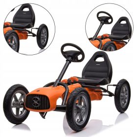    BABY MIX BUGGY GO KART CON PEDALI GRANDI, RESISTENTE FINO A 50KG, ARANCIONE
