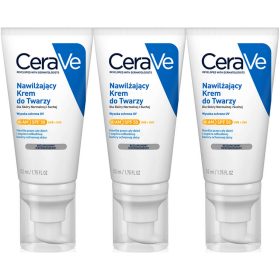   CeraVe Crema Idratante Viso SPF 50, 3x52ml - Protezione Solare Giornaliera