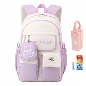    Borsa per libri in nylon viola per ragazze: grande capacità, con accessori per matite