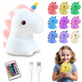  LAMPADA NOTTURNA LED IN SILICONE ARCOBALENO UNICORNO USB