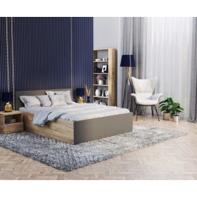    Letto matrimoniale simil legno AJKmeble Panama 180x200 tonalità del grigio