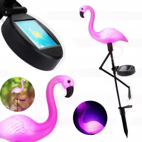    LAMPADA SOLARE DA GIARDINO A LED CON FLAMINGIONI 3 pz LAMPADE SOLARI DA GIARDINO