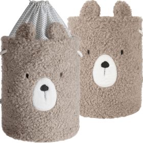    CESTO ORGANIZZATORE CHIUSO PER GIOCATTOLI GRANDE CONTENITORE PER BIANCHERIA 40x50CM BEAR 48L