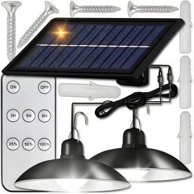    LAMPADA SOLARE 2x LED LAMPADARIO SOSPENSIONE ESTERNO GIARDINO SILVERSHARKY PANNELLO