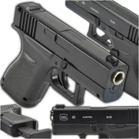    Skleplolki Glock 43 pistola a sfera nera + PALLONE PER PISTOLA GRANATA MUNIZIONI 800 PZ