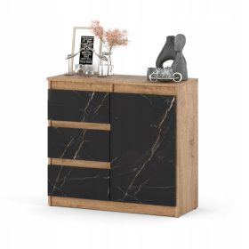    AZ team Cassettiera Cassettiera senza maniglie 80 x 35 x 75 cm Wotan rovere opaco