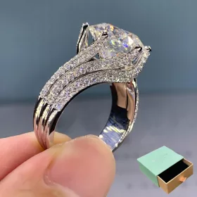    Anello di lusso in argento S925 da 5 carati, pietra artificiale elegante