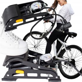    Be-active.pl pompa a pedale POMPA PER BICI A DUE PISTONI CON MANOMETRO PER BICICLETTE nero