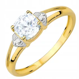    ANELLO D'ORO pr. 333 Occhiello Quadrato Zirconia Bianca 8k r.14