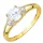  ANELLO D'ORO pr. 333 Occhiello Quadrato Zirconia Bianca 8k r.14
