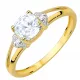  ANELLO D'ORO pr. 333 Occhiello Quadrato Zirconia Bianca 8k r.14