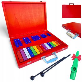    Campane cromatiche in custodia di legno Piatti xilofono kazoo a 25 toni