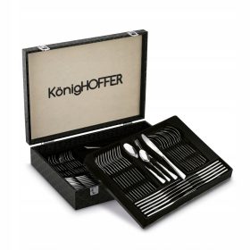   Set di Posate in Acciaio Inox Konighoffer Serenity per 12 Persone con Valigetta in Pelle - 72 Pezzi
