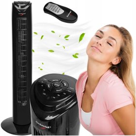    VENTILATORE A COLONNA VENTILATORE DA PAVIMENTO SILENZIOSO NERO CON TELECOMANDO TIMER