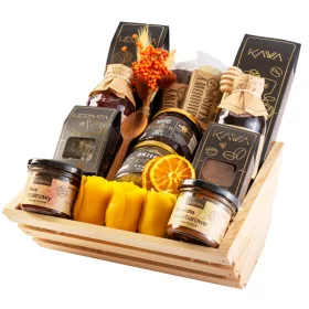    CESTINO REGALO esclusivo set regalo tè caffè miele sciroppo premium