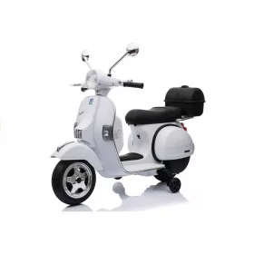    Motore Scooter a batteria per bambini Vespa Bianca 2 Motori Ruote in pelle EVA