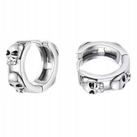    Orecchini hip-hop retrò da uomo con testa di teschio, argento S925