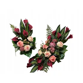    Set decorazione cimitero con bottiglia KALLA, bouquet per vaso, composizione di rose