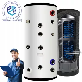    Bollitore acqua calda da 400 l, boiler INOX, serbatoio inerziale, due serpentini