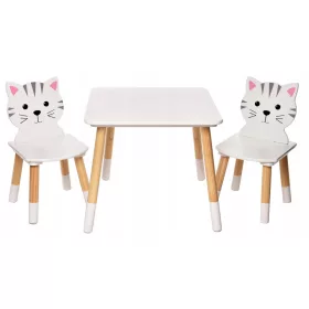  TAVOLO BIANCO GRIGIO CAT TAVOLO CAT 2 SEDIE PER BAMBINI