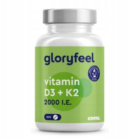   Vitamina D3 + K2 di Gloryfeel: 200 Compresse per il Benessere di Ossa e Sistema Immunitario