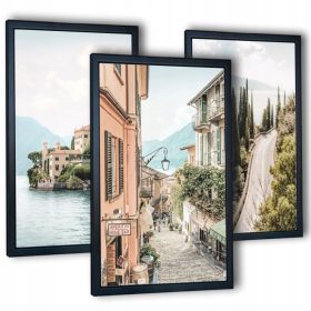   Set di 3 Poster Incorniciati Rappresentanti il Lago di Como in Italia