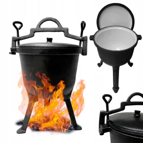   Caldaia da caccia in ghisa Pentola smaltata da 5 litri per barbecue da campeggio antiaderente
