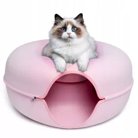    LETTINO A TUNNEL PER GATTI CASA CIAMBELLA ROTONDO 60 CM ROSA