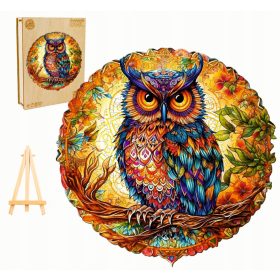    GRANDE PUZZLE IN LEGNO 300 PEZZI INCANTEVOLE GUFO IN SCATOLA DI LEGNO