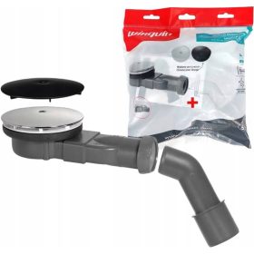    Sifone doccia basso SLIM 90mm WIRQUIN, due funghi, nero e cromo