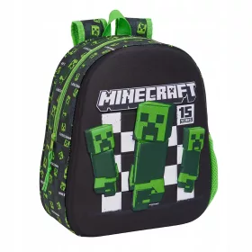    Zaino asilo Minecraft Safta a scomparto singolo per ragazzi, ragazze, nero, Sfumature di verde