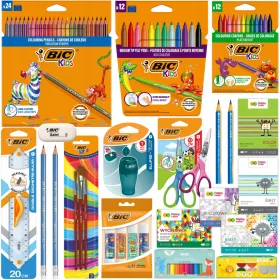    COPERTO BIC SCUOLA CLASSE 1-3 pastelli, pennarelli, MATITE, BLOCCHI, COLLA + OMAGGIO