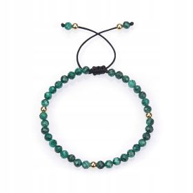    Bracciale a corda da donna, pietra naturale, malachite, 4 mm