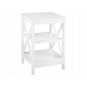    Beliani TAVOLINO BIANCO SCAFFALE DA CAFFÈ LIBRERIA QUADRATA 40 x 40 x 60 cm bianco