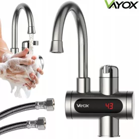    SCALDACQUA ISTANTANEO ELETTRICO DISPLAY IN ACCIAIO Rubinetto VAYOX 3000W