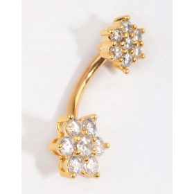    Lovisa - Anello per ombelico in titanio placcato oro, piercing a fiore con bilanciere