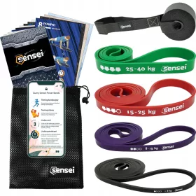    SET DI 4 POWER BAND + MANIGLIA, Fasce per esercizi di resistenza, trazioni
