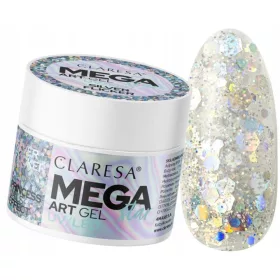    CLARESA MEGA STAR GEL GLITTER DECORAZIONE GEL ARGENTO FLICKER 10 g